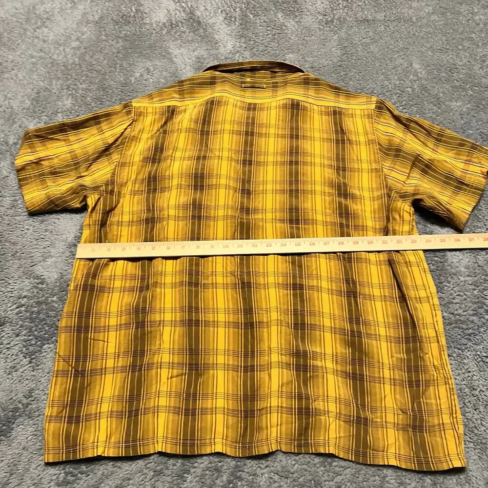 The North Face Shirt Mens XXL Yellow Brown Short Sleeve Performance Button Hike
